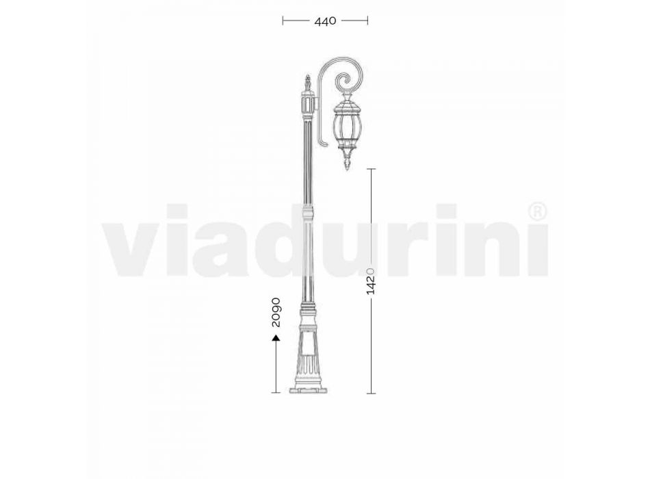Anika klassische Gartenlampe aus Aluminium made in Italy Viadurini