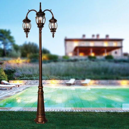 Außenlampe 3 Lichter im Vintage-Stil aus Aluminium, hergestellt in Italien – Leona Viadurini