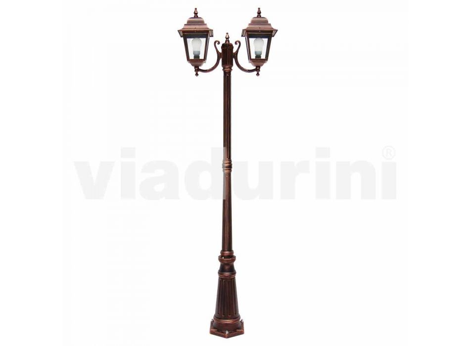 Straßenlampe aus Aluminium mit zwei Leuchten, hergestellt in Italien, Aquilina Viadurini