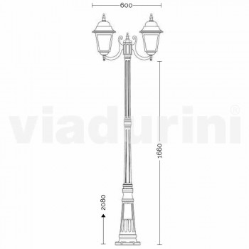 Straßenlampe aus Aluminium mit zwei Leuchten, hergestellt in Italien, Aquilina