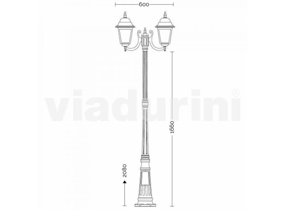 Straßenlampe aus Aluminium mit zwei Leuchten, hergestellt in Italien, Aquilina