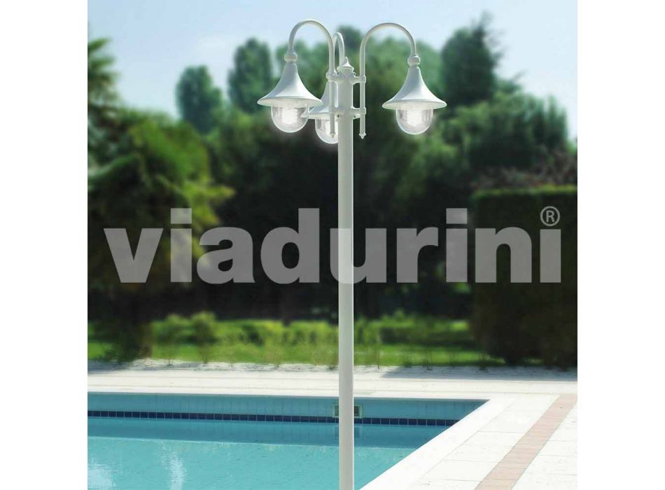 Außenleuchte mit drei Leuchten aus weißem Aluminium aus Italien, Anusca Viadurini
