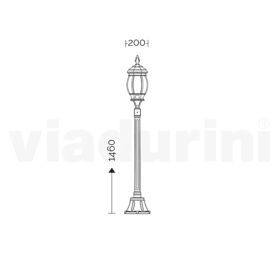 Aluminium-Gartenlampe im Vintage-Stil, hergestellt in Italien – Leona Viadurini