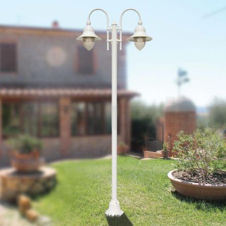 Vintage-Gartenlampe mit 2 Lichtern aus Aluminium, hergestellt in Italien – Cassandra Viadurini