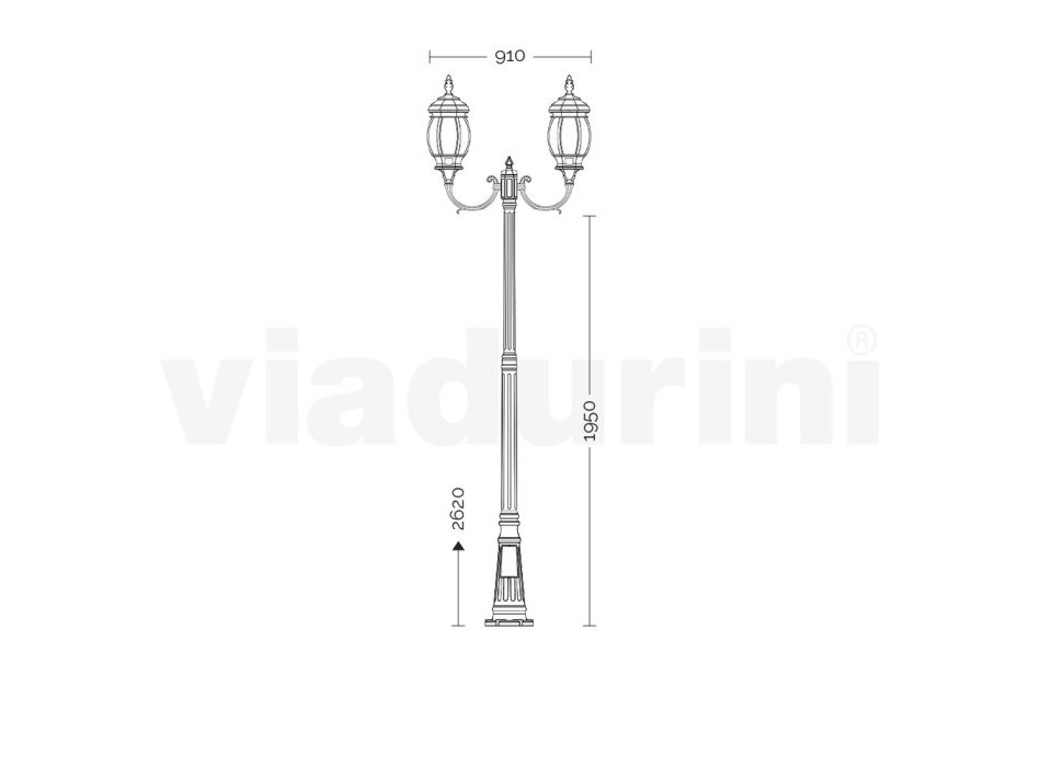 Gartenlampe 2 Lichter im Vintage-Stil aus Aluminium, hergestellt in Italien – Leona Viadurini