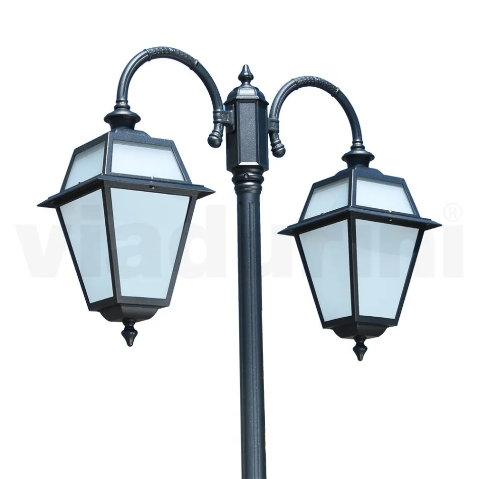 Gartenlampe mit 2 Lichtern aus Aluminium und Glas, hergestellt in Italien – Vivian Viadurini