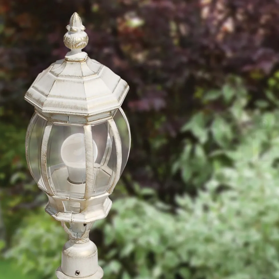 Gartenlampe im Vintage-Stil aus weißem Aluminium, hergestellt in Italien – Dodo Viadurini