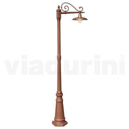 Straßenlampe im Vintage-Stil aus Corten-Aluminium und Messing, hergestellt in Italien – Adela Viadurini