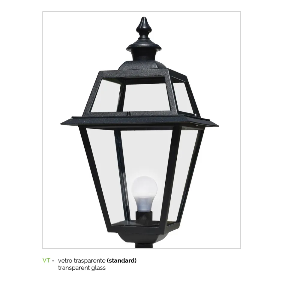 Vintage-Laternenpfahl mit 3 Lichtern aus Aluminium und Glas, hergestellt in Italien – Vivian Viadurini