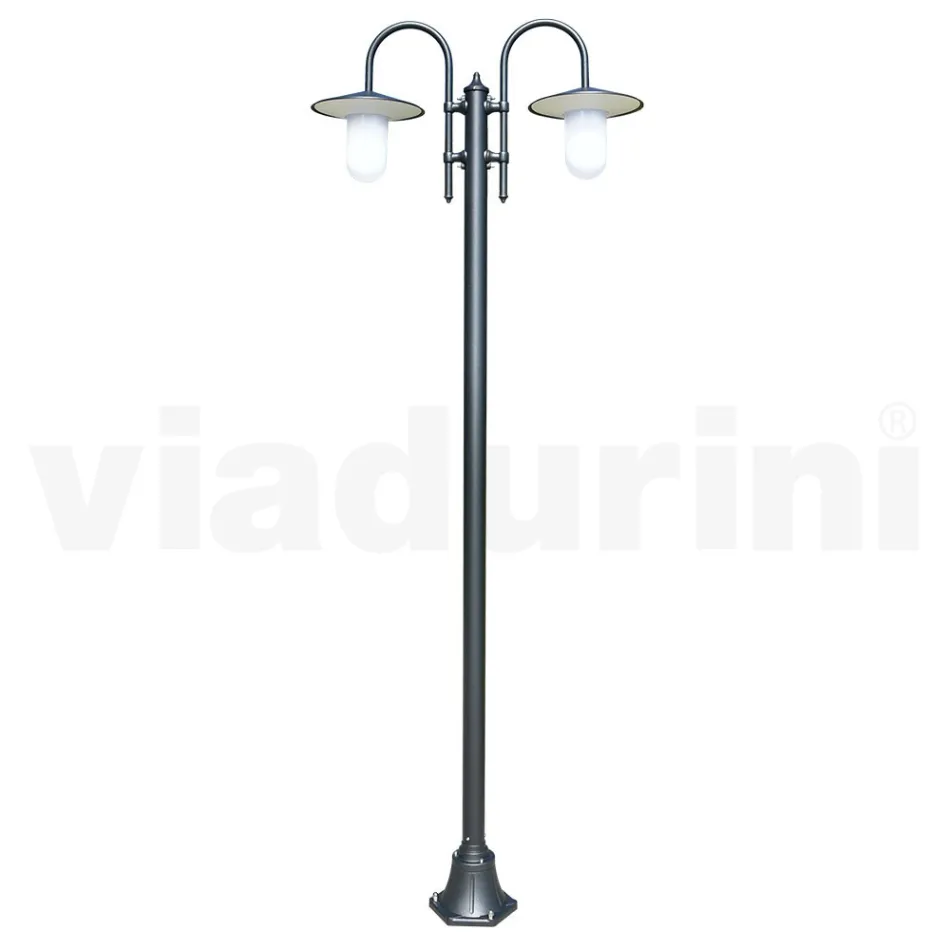 Vintage-Gartenlampe mit 2 Lichtern aus Aluminium, hergestellt in Italien – Belen Viadurini