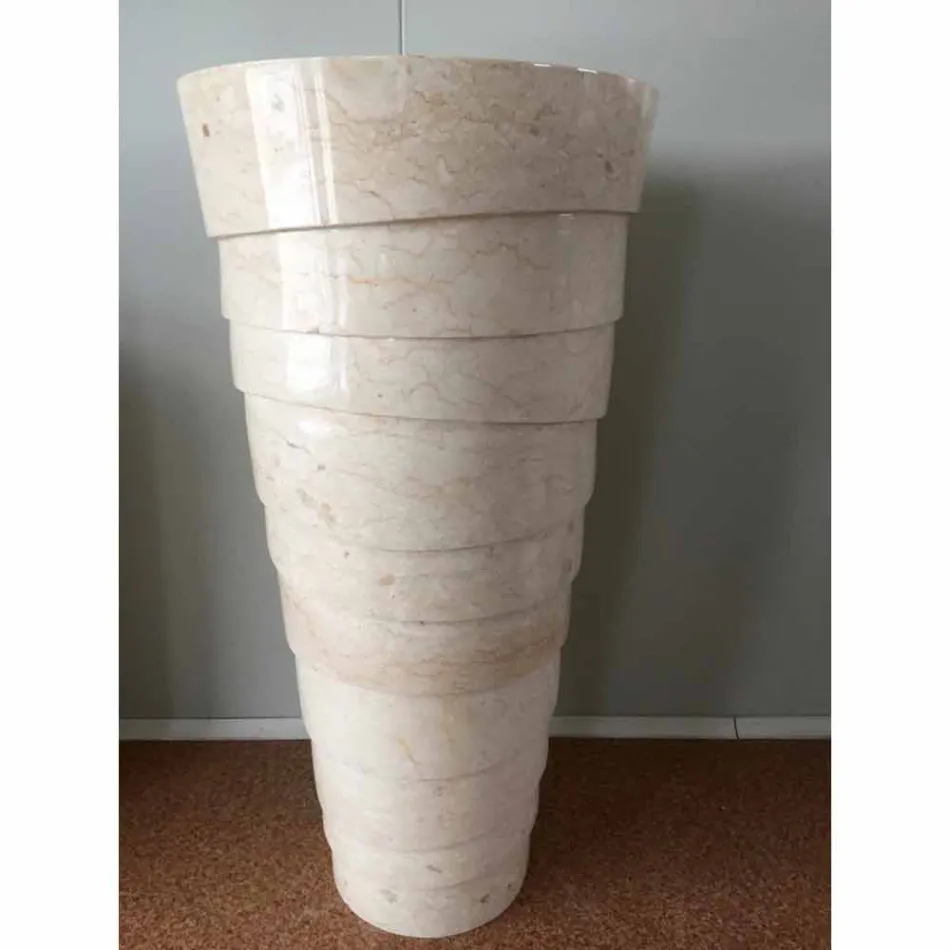 Design-Waschbecken im weißen Brent-Stein, Einzelstück Viadurini