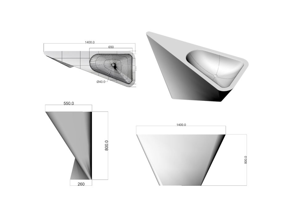 Modernes Standwaschbecken, handgefertigt von Mullet Viadurini
