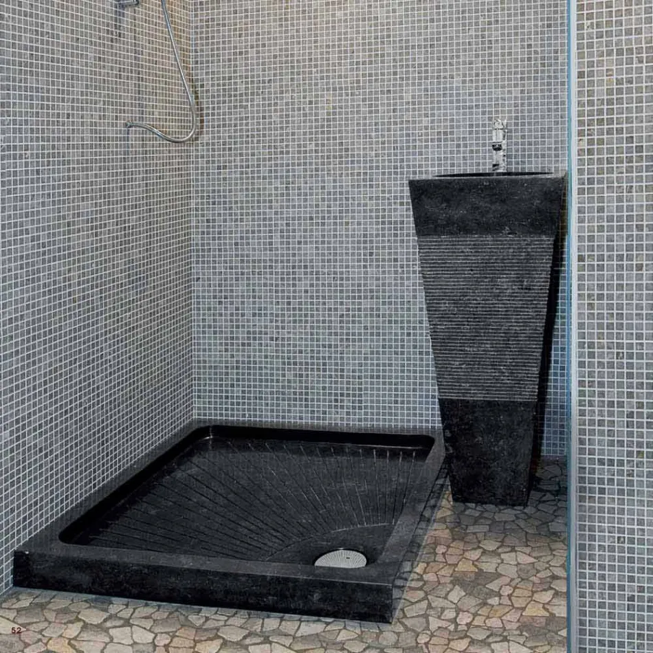 Waschbecken Column Pyramid Stein Natural Black Nias Viadurini