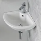 Eckwaschbecken aus weißer Keramik mit modernem und elegantem Design - Silica Viadurini
