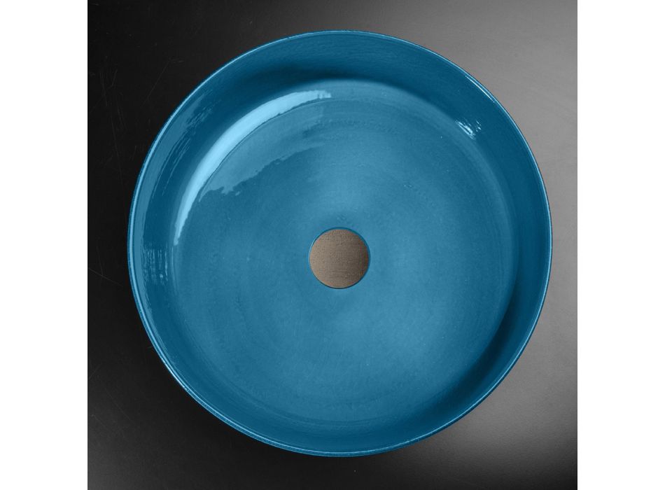 Blaues Aufsatzwaschbecken aus feuerfestem Ton - Tatiana Viadurini