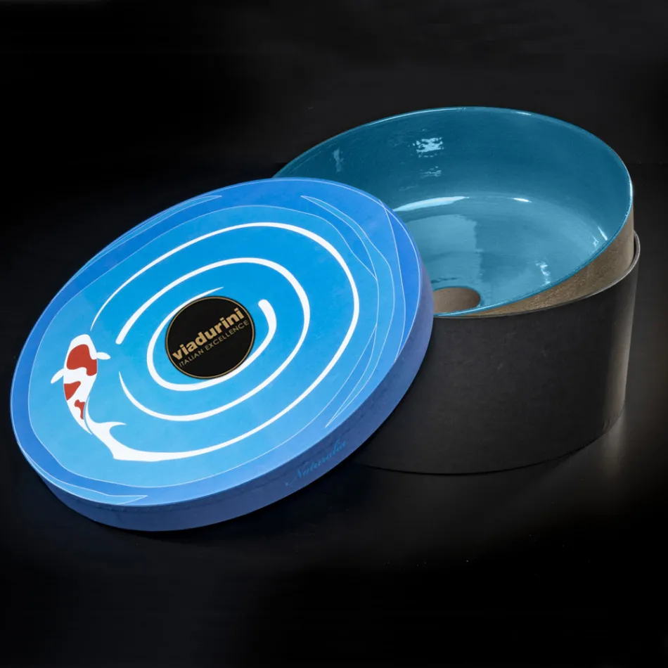 Blaues Aufsatzwaschbecken aus feuerfestem Ton - Tatiana Viadurini