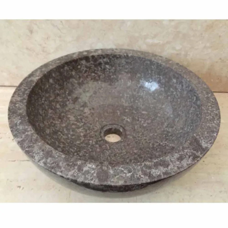 Levi graues Naturstein Aufsatzwaschbecken, modernes Design Viadurini