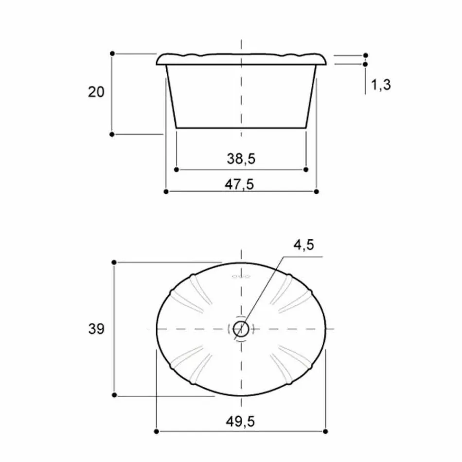 Einbauwaschbecken aus Porzellan und Gold made in Italy, Santiago Viadurini