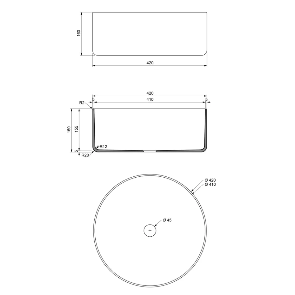 Weißes Design-Badezimmer-Waschbecken aus feuerfestem Ton Made in Italy - Tatiana Viadurini