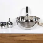 Rundes Aufsatzwaschbecken aus gehämmertem Chrommessing - Diamond Viadurini