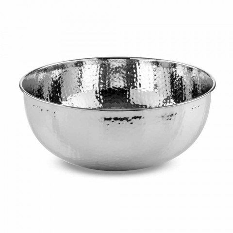 Rundes Waschbecken aus gehämmertem Chrommessing