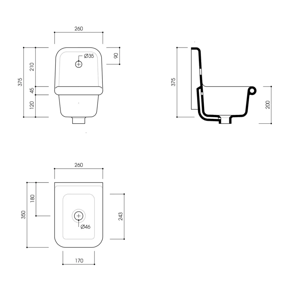 Wandwaschbecken aus farbiger Keramik im Vintage-Stil 26 cm - Jordan Viadurini
