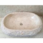 Cora ovales weißes Waschbecken, handgefertigt Viadurini