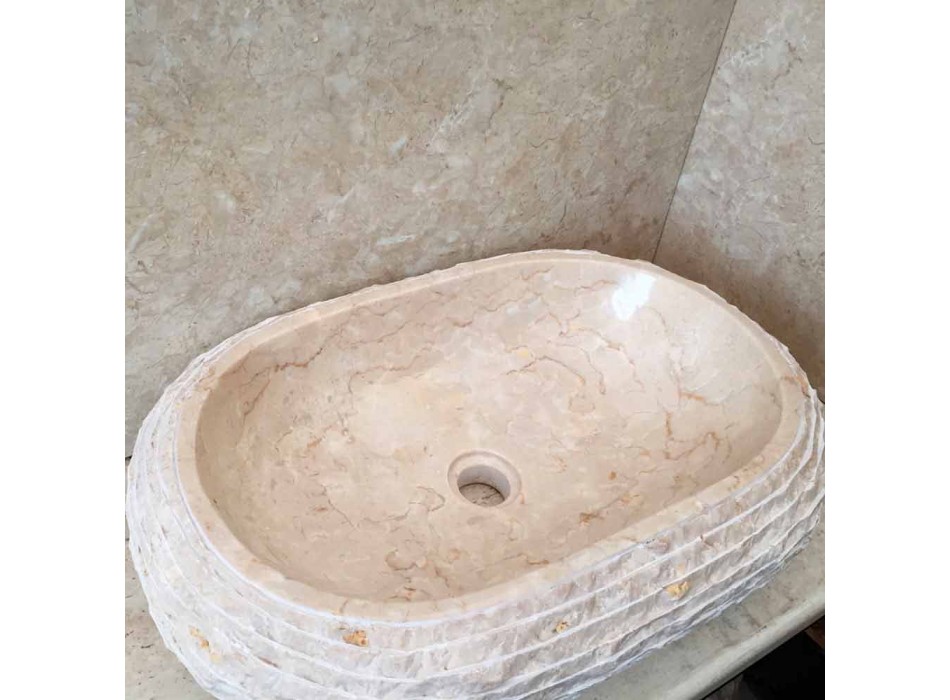 Cora ovales weißes Waschbecken, handgefertigt Viadurini
