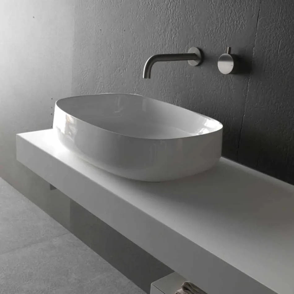 Modernes Design White Countertop Keramik Waschbecken Made in Italy - Tune2 Viadurini