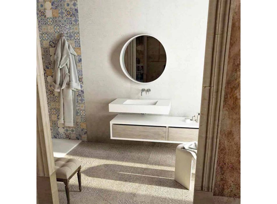 Zentrales Waschbecken mit Design-Badezimmeroberseite hergestellt in Italien Gemona Viadurini