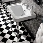 Waschbecken Konsole 65 cm in Keramik mit Metallfüßen, Vintage Style - Marwa Viadurini