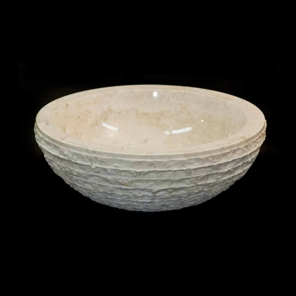 Waschbecken Weiß Unterstützung Naturstein Finn, ein Stück Viadurini