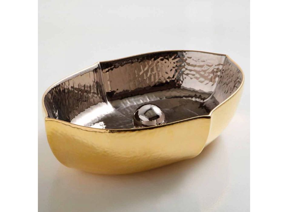 Arbeitsplatte aus Keramik und Gold Aufsatzwaschtisch in Italien Oscar-Design gemacht Viadurini