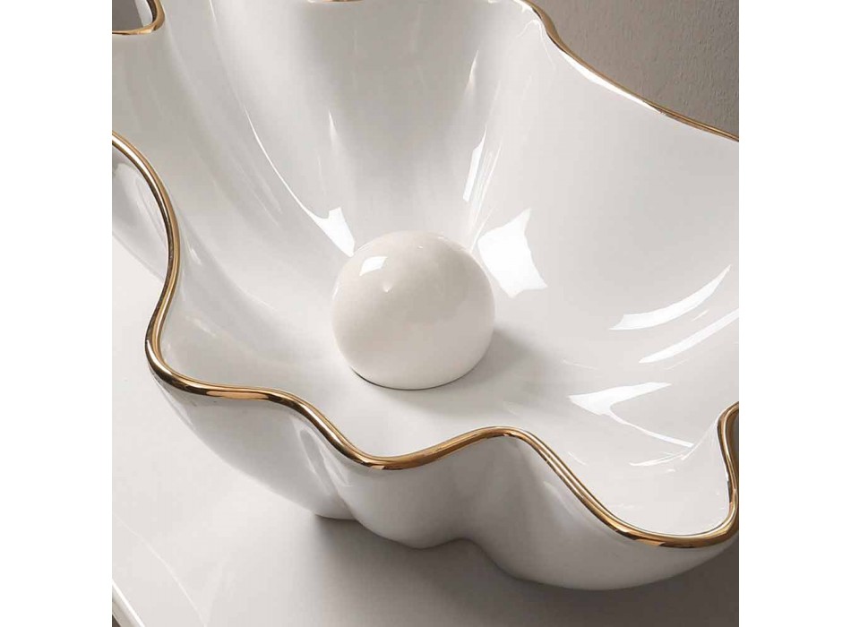 Countertop Design Keramik Weißgold Waschbecken in Italien Rayan gemacht Viadurini