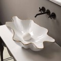 Modernes Design Aufsatzwaschbecken Keramik, weiß golfarben,Italy Rayan