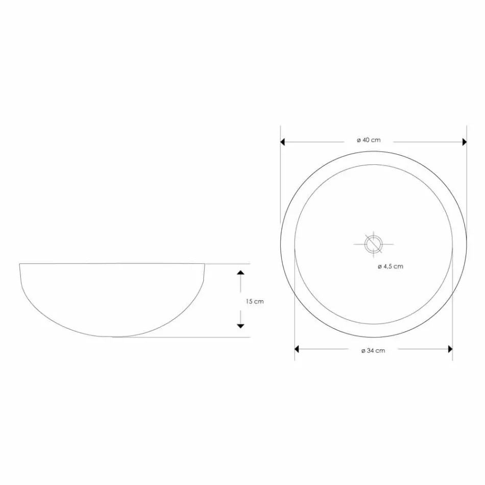 Rundes Design Arbeitsplatte Waschbecken aus handgefertigtem schwarzem Marmor - Leinen Viadurini