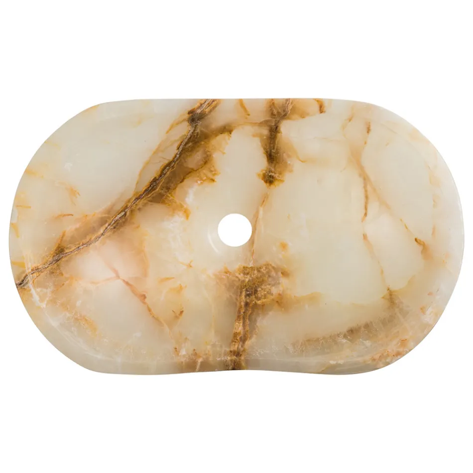 Design-Aufsatzwaschbecken aus Lana-Onyxstein, handgefertigt Viadurini