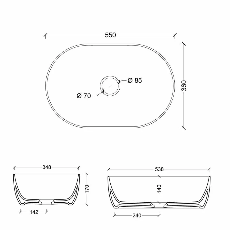 Aufsatzwaschtisch in weiß oder bunt Star 55x35 aus Italien Keramik Viadurini