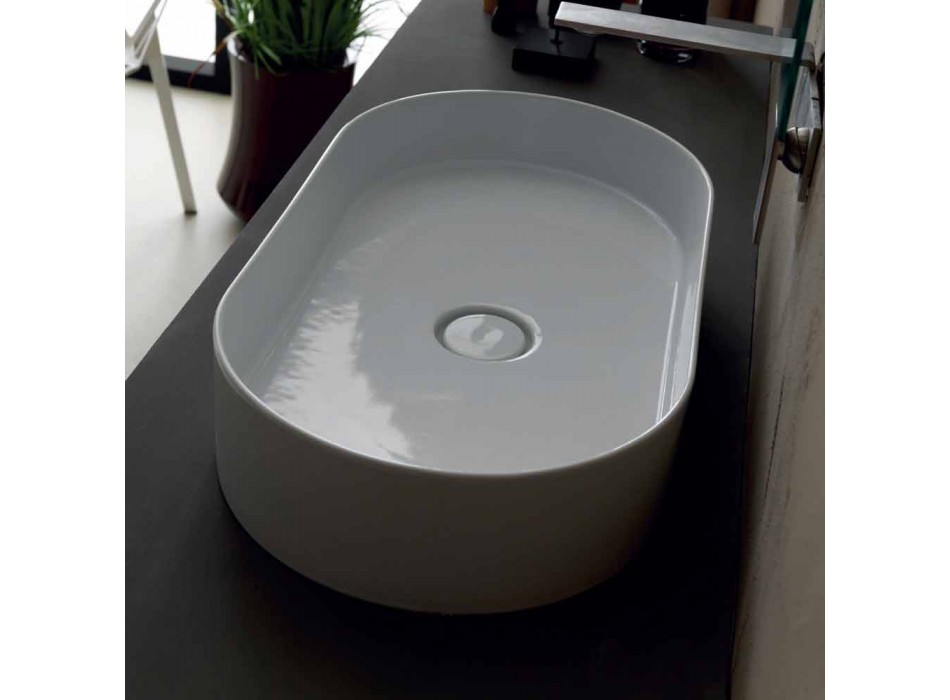 Modernes Design Waschbecken aus Keramik Sun gemacht Italien 65x35 cm Viadurini