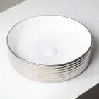 Aufsatzwaschbecken aus gewelltem Feinsteinzeug, hergestellt in Italien - Vibrazione Viadurini