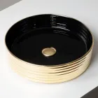 Aufsatzwaschbecken aus gewelltem Feinsteinzeug, hergestellt in Italien - Vibrazione Viadurini