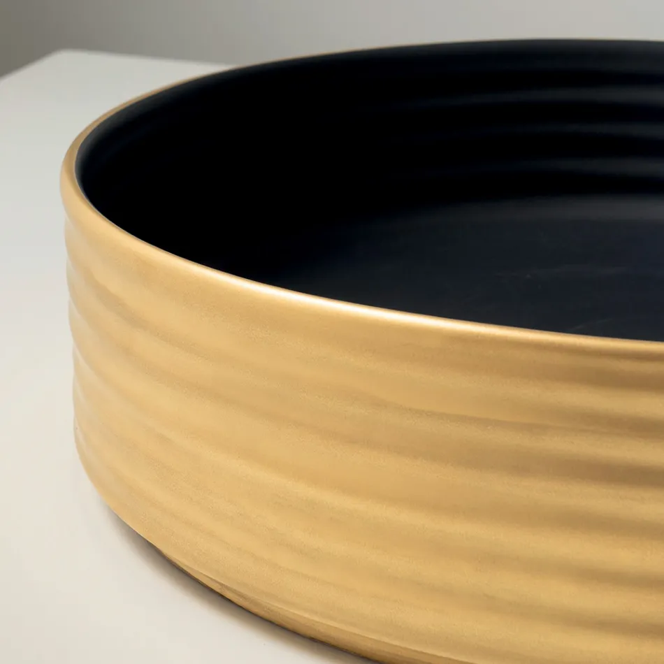 Aufsatzwaschbecken aus gewelltem Feinsteinzeug, hergestellt in Italien - Vibrazione Viadurini