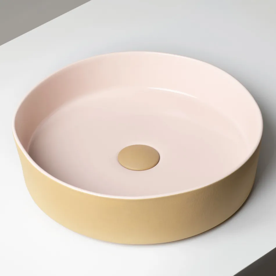 Halo Aufsatzwaschbecken aus handgedrehtem Feinsteinzeug, hergestellt in Italien Viadurini