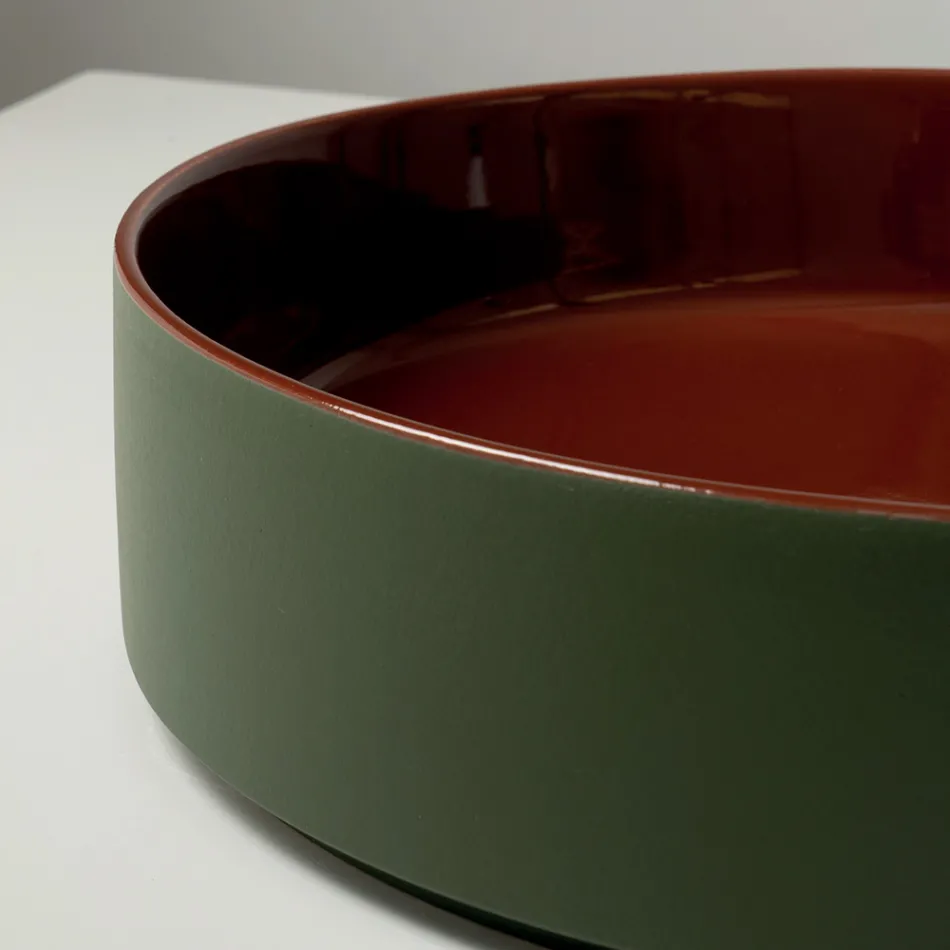 Halo Aufsatzwaschbecken aus handgedrehtem Feinsteinzeug, hergestellt in Italien Viadurini