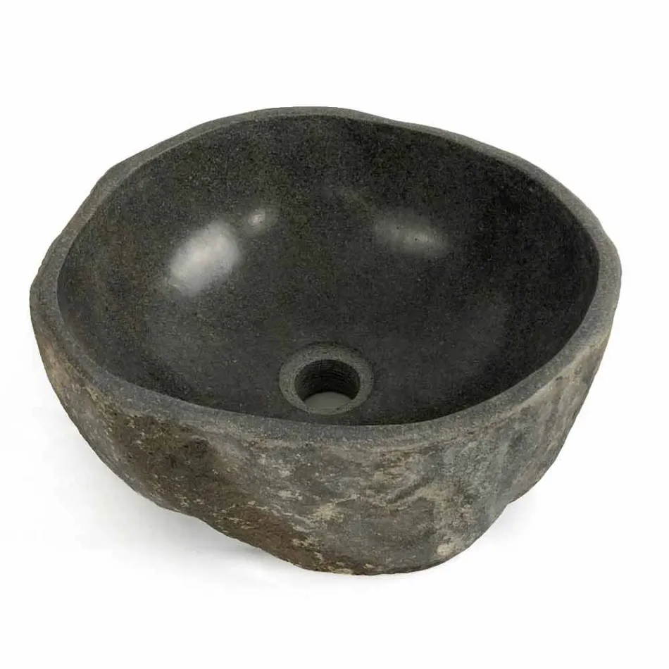 Aufsatzwaschbecken aus natürlichem Flussstein Agra Viadurini