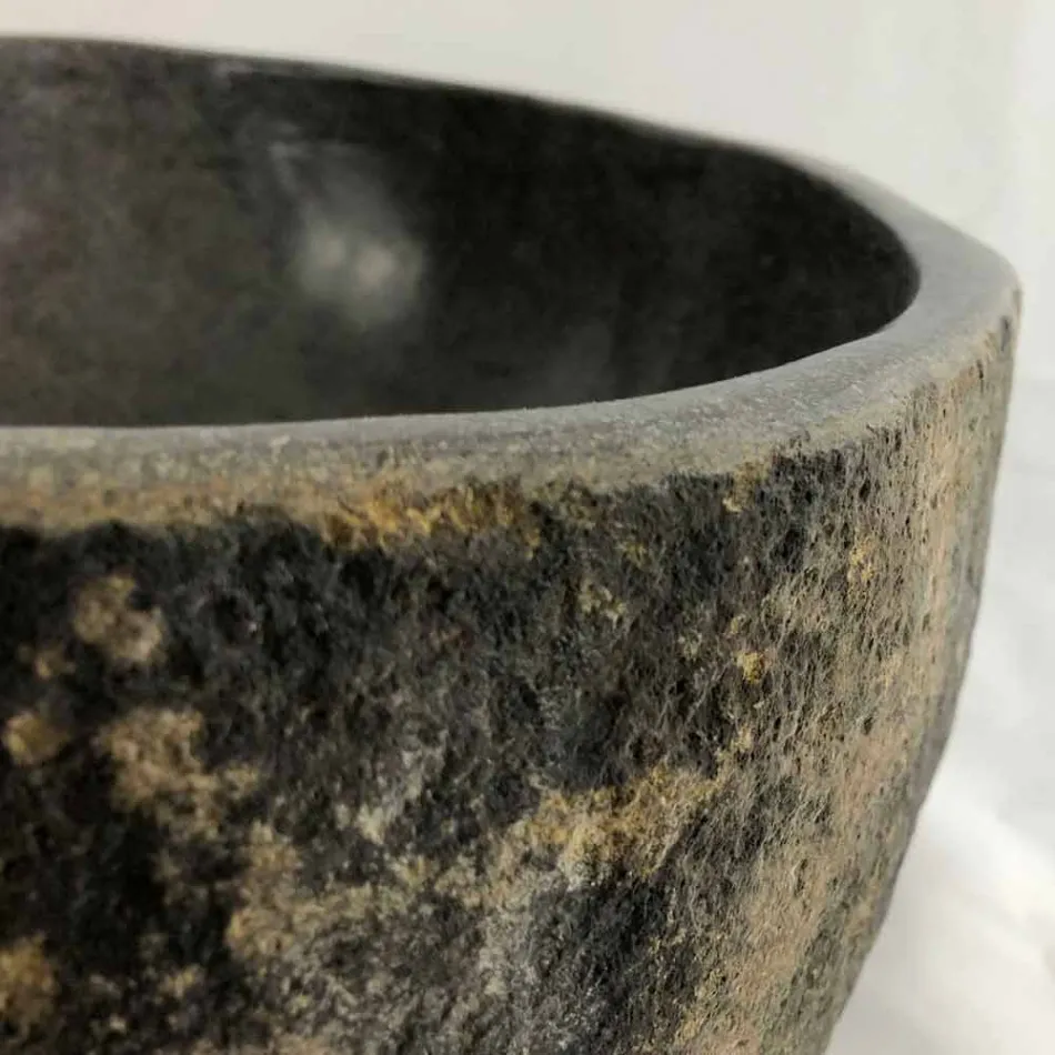 Aufsatzwaschbecken aus natürlichem Flussstein Agra Viadurini