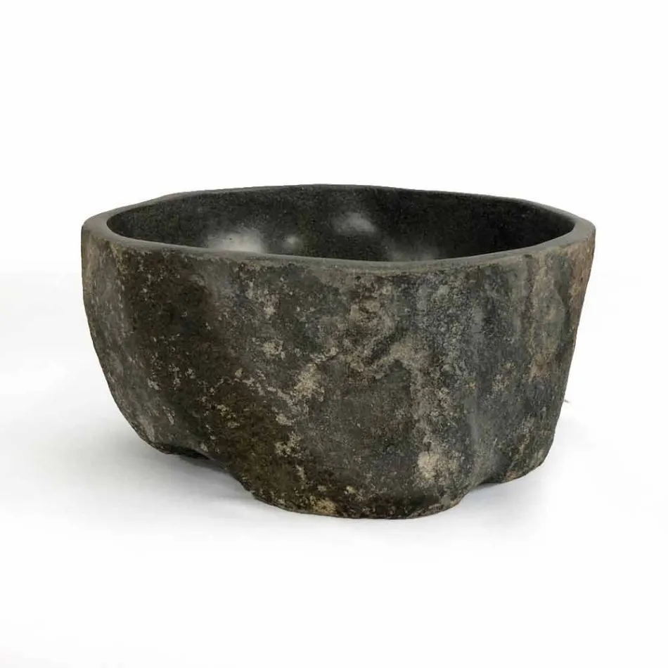 Aufsatzwaschbecken aus natürlichem Flussstein Agra Viadurini