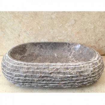 Efeu-graues Aufsatzwaschbecken aus Stein, Einzelstück
