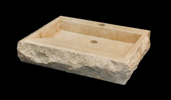 Aufsatzwaschbecken aus Naturstein weiß Sam, Einzelstück
