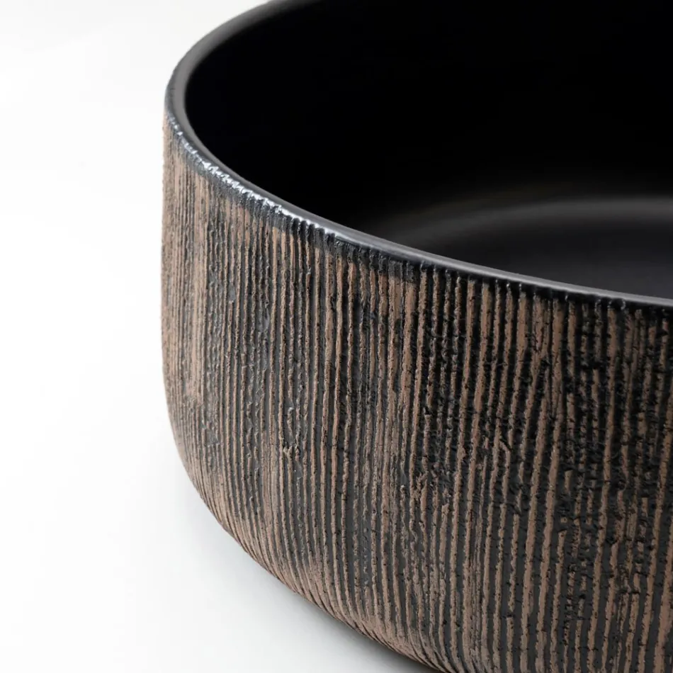 Balance Hand-Stripped Natural Red Earth Aufsatzwaschbecken Viadurini